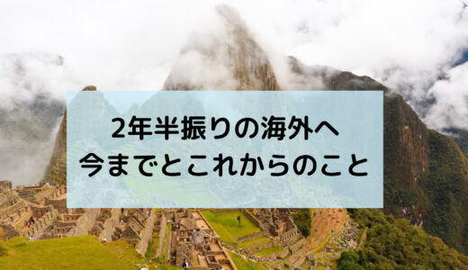 2年半振りの海外へ。世界一周を終えてから今までとこれからのこと